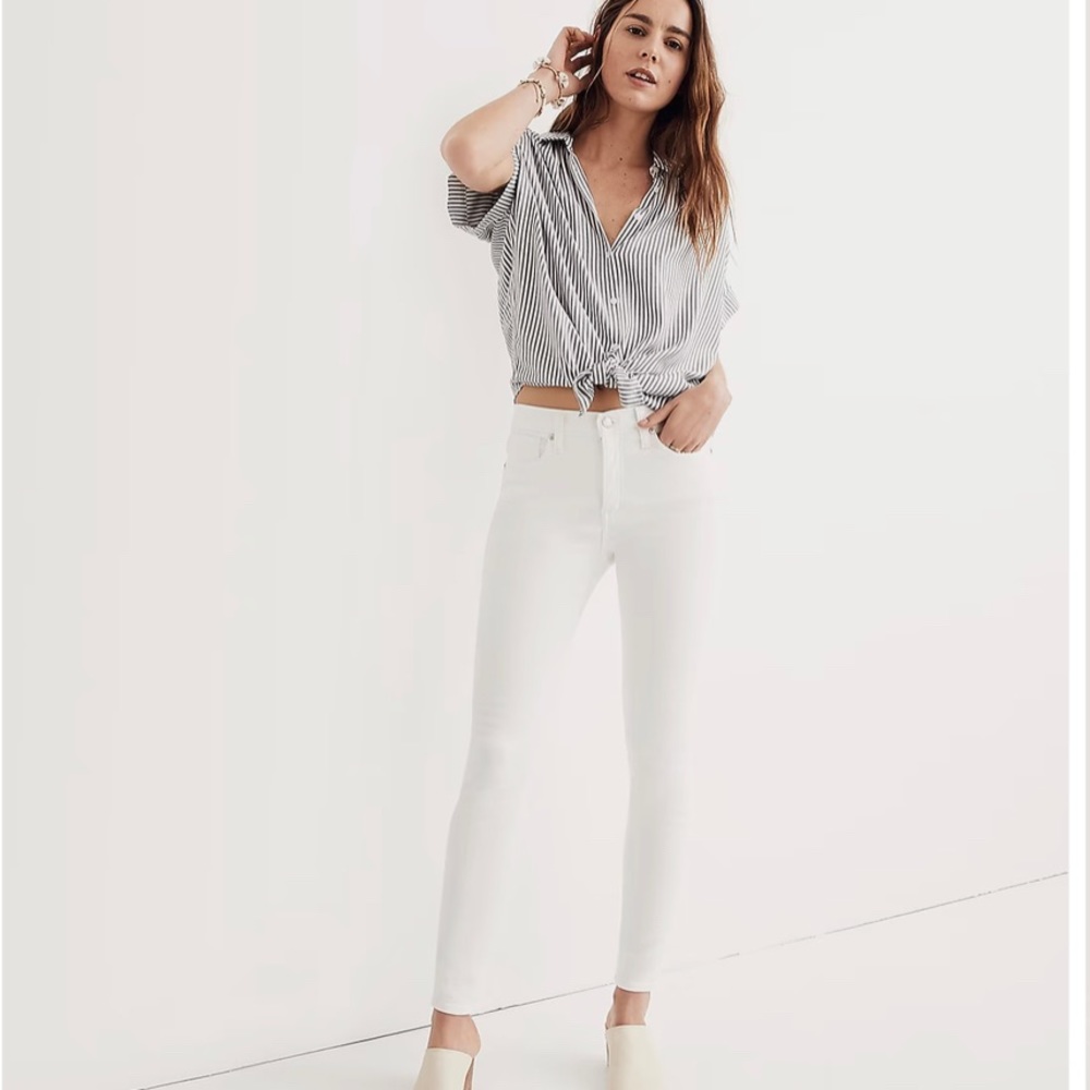 Madewell white women long pants stretch . 10”high rise. Jeans style AJ233SU20